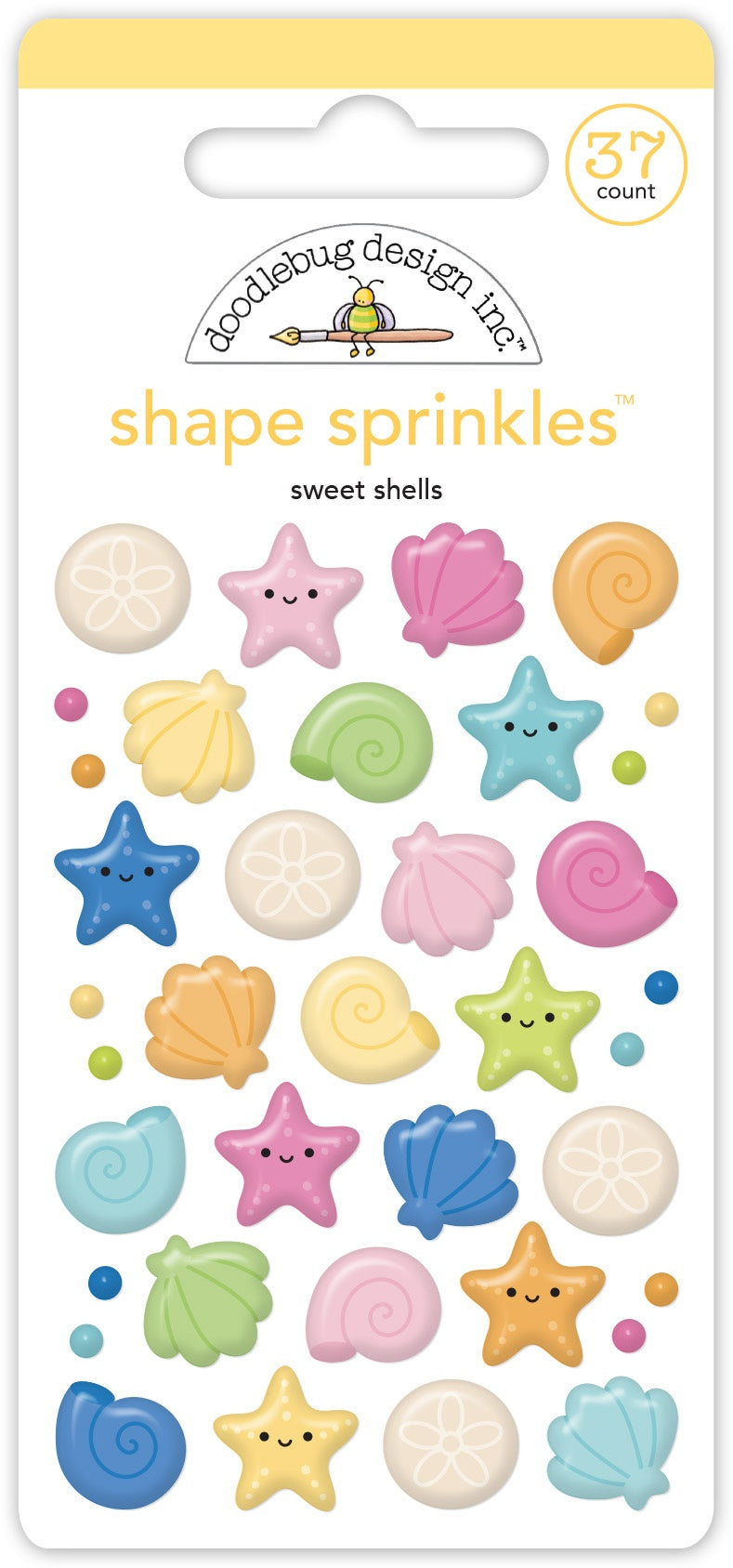 Doodlebug Sprinkles Adhesive Enamel Shapes-Sweet Shells, Summer Fun