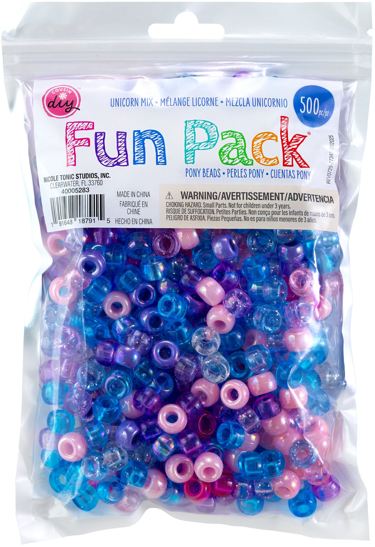 CousinDIY Pony Beads 6mmX9mm 500/Pkg-Unicorn Mix