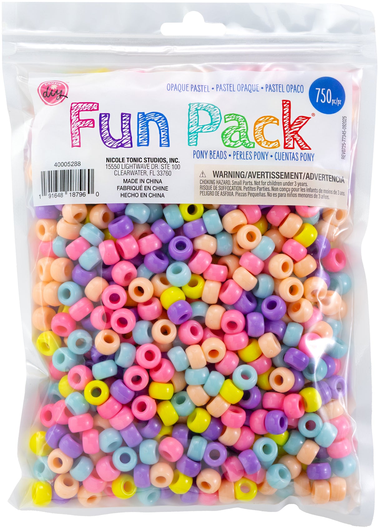 CousinDIY Pony Beads 6mmx9mm 750/Pkg -Pastel