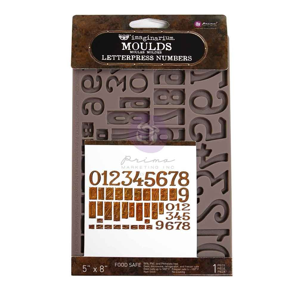 Finnabair Decor Moulds 5"x8"x8mm-Letterpress Numbers