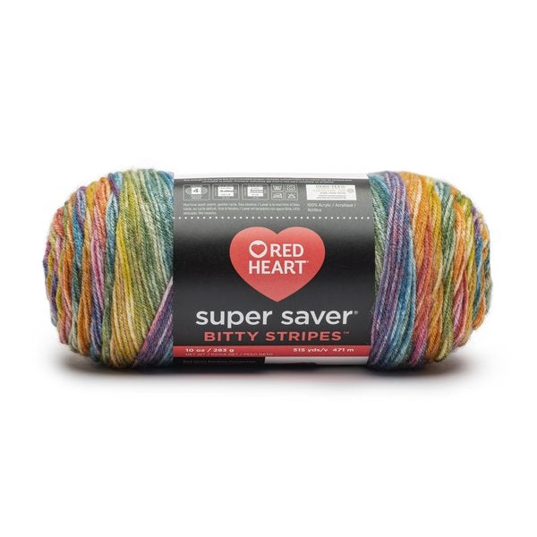 Red Heart Super Saver Bitty Stripes-Stripes Rainbow