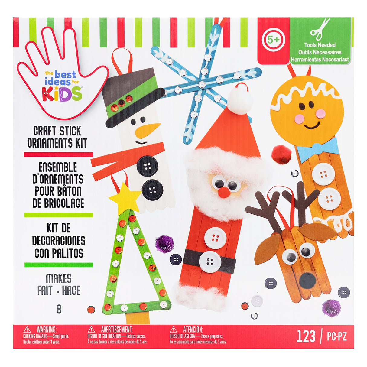 Colorbok Kids Christmas Holiday Ornament Kit-Popsicle Stick