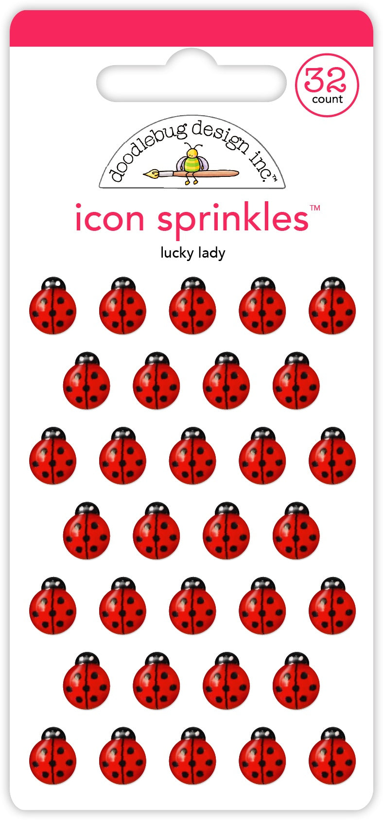 Doodlebug Sprinkles Adhesive Enamel Shapes-Lucky Lady
