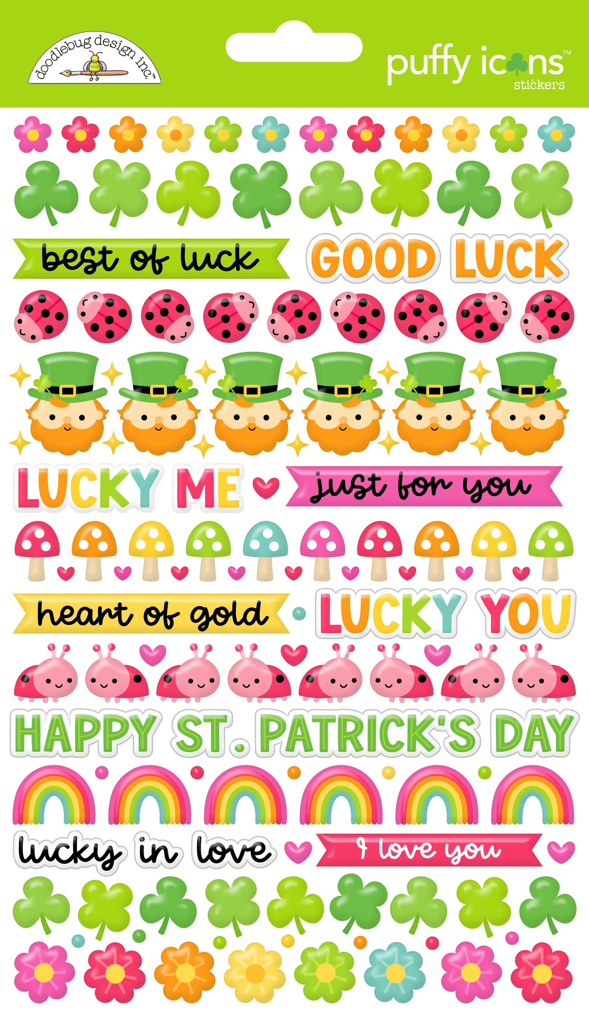Doodlebug Puffy Stickers-Icons, Lucky Me