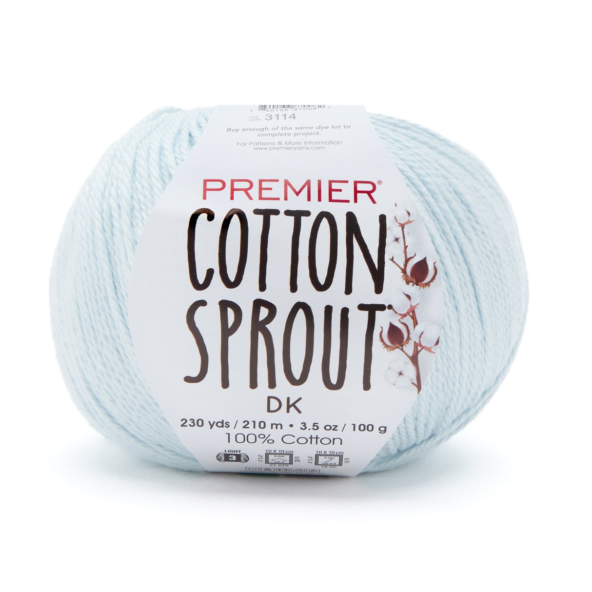 Premier Yarns Cotton Sprout DK Yarn-Glacier