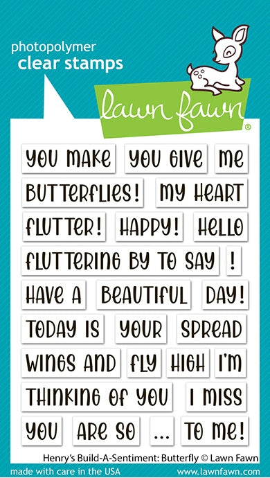 Lawn Fawn Clear Stamps-Henry's Build-A-Sentiment: Butterfly