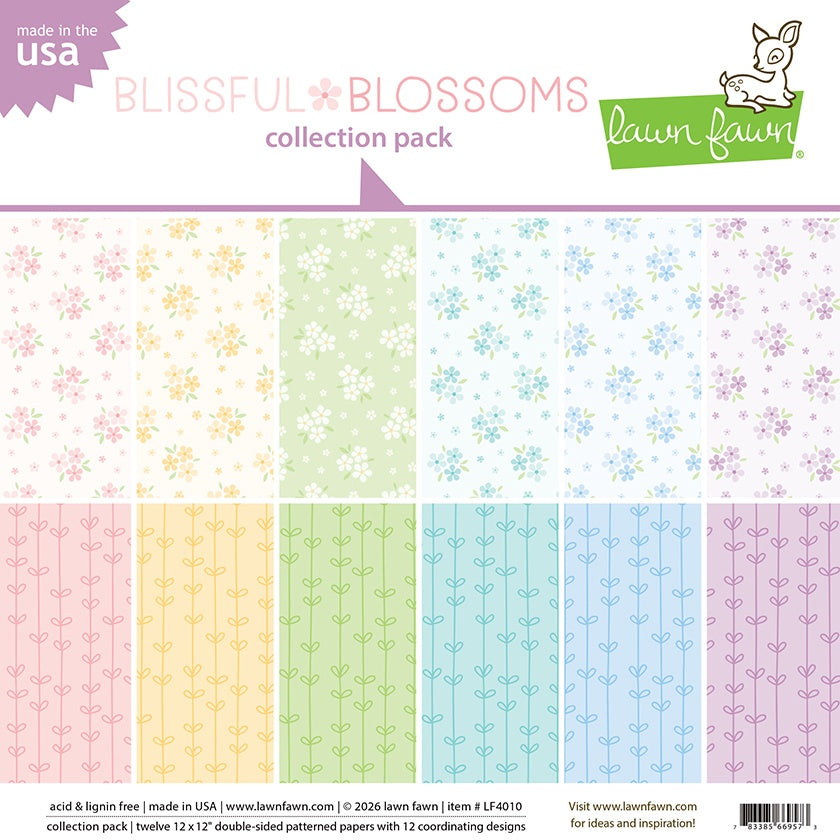 Lawn Fawn Collection Paper Pack 12"x12" -Blissful Blossoms