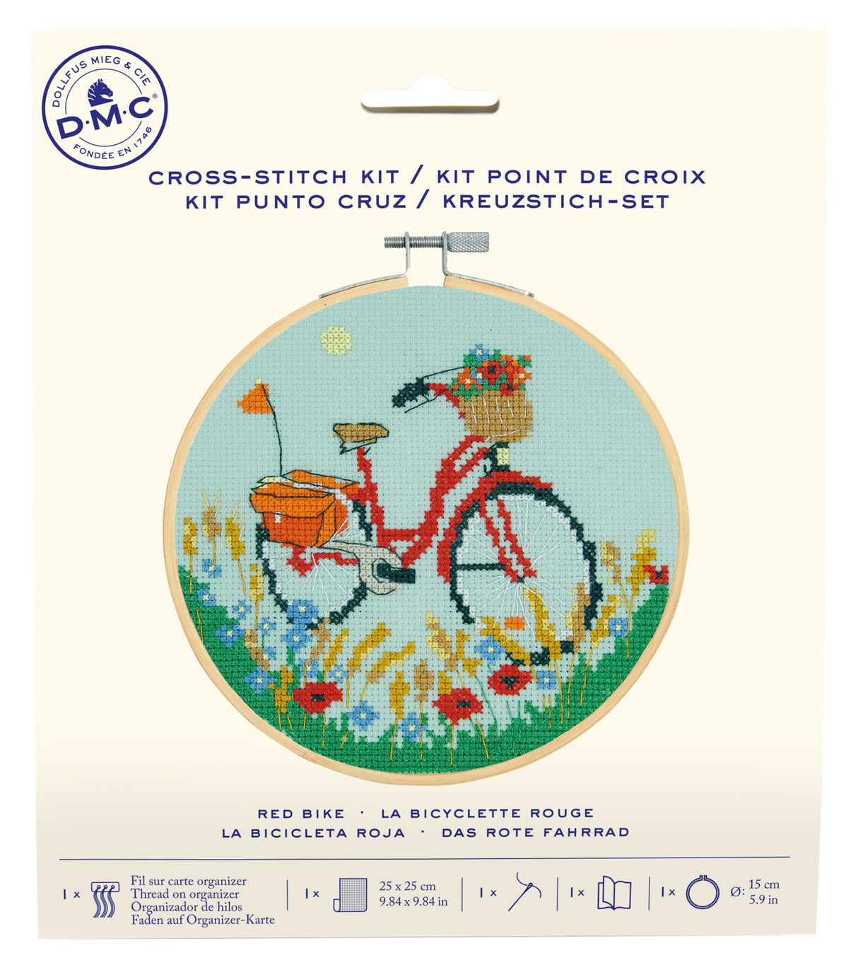 DMC Counted Cross Stitch Beginner Kits -Red Bike 9.8"X9.8"