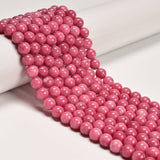 Strawberry Red Dyed Jade Smooth Round Beads 8mm 15.5" Strand