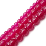 Fuchsia Pink Dyed Jade Smooth Round Beads 8mm 15.5" Strand