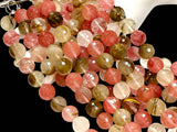 14mm Cherry Quartz Gemstone Faceted Round Beads Strand