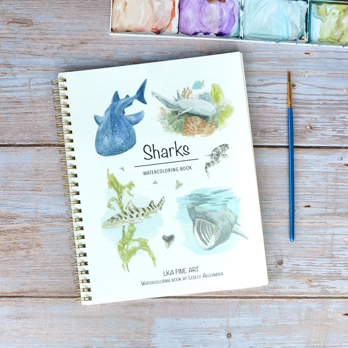 Watercolor workbook, Shark themed Watercoloring book