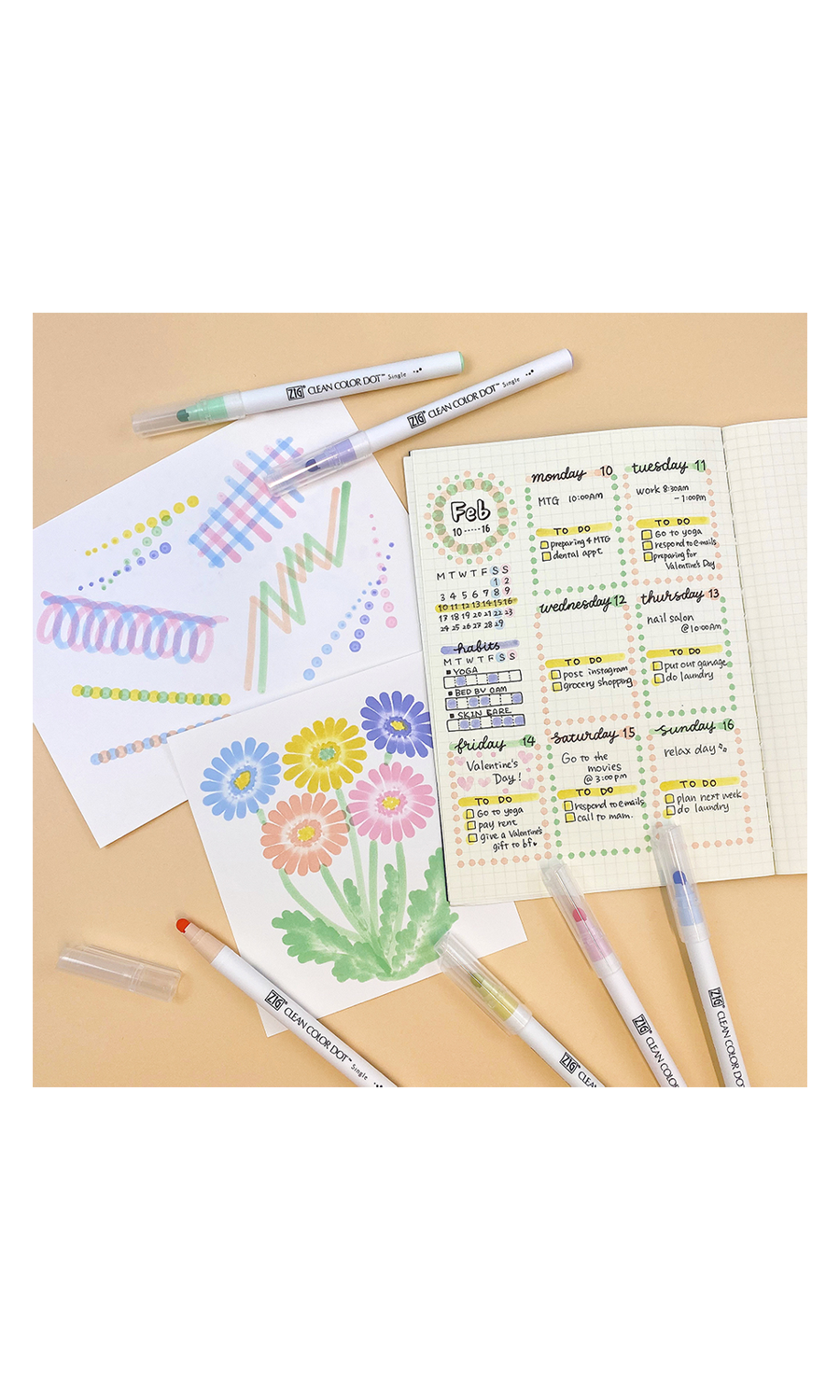 Zig Clean Color Dot Set, Single Ended, Mild Colors