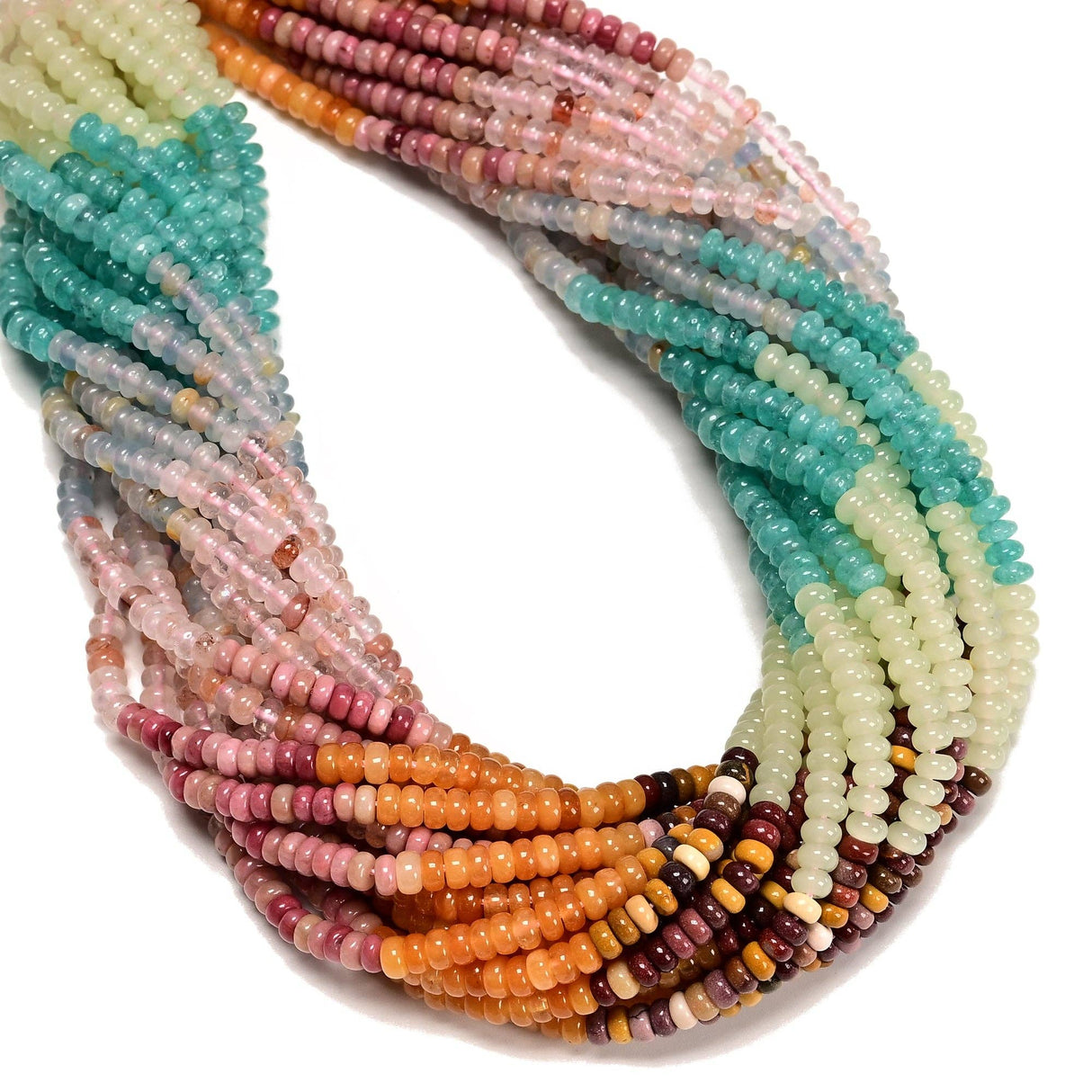 15 Multi-color Gemstone Smooth Rondelle Beads Size 2x4mm 15" Strand