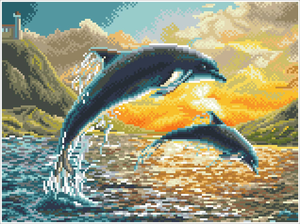 Dolphin Sunset (Framed Square)