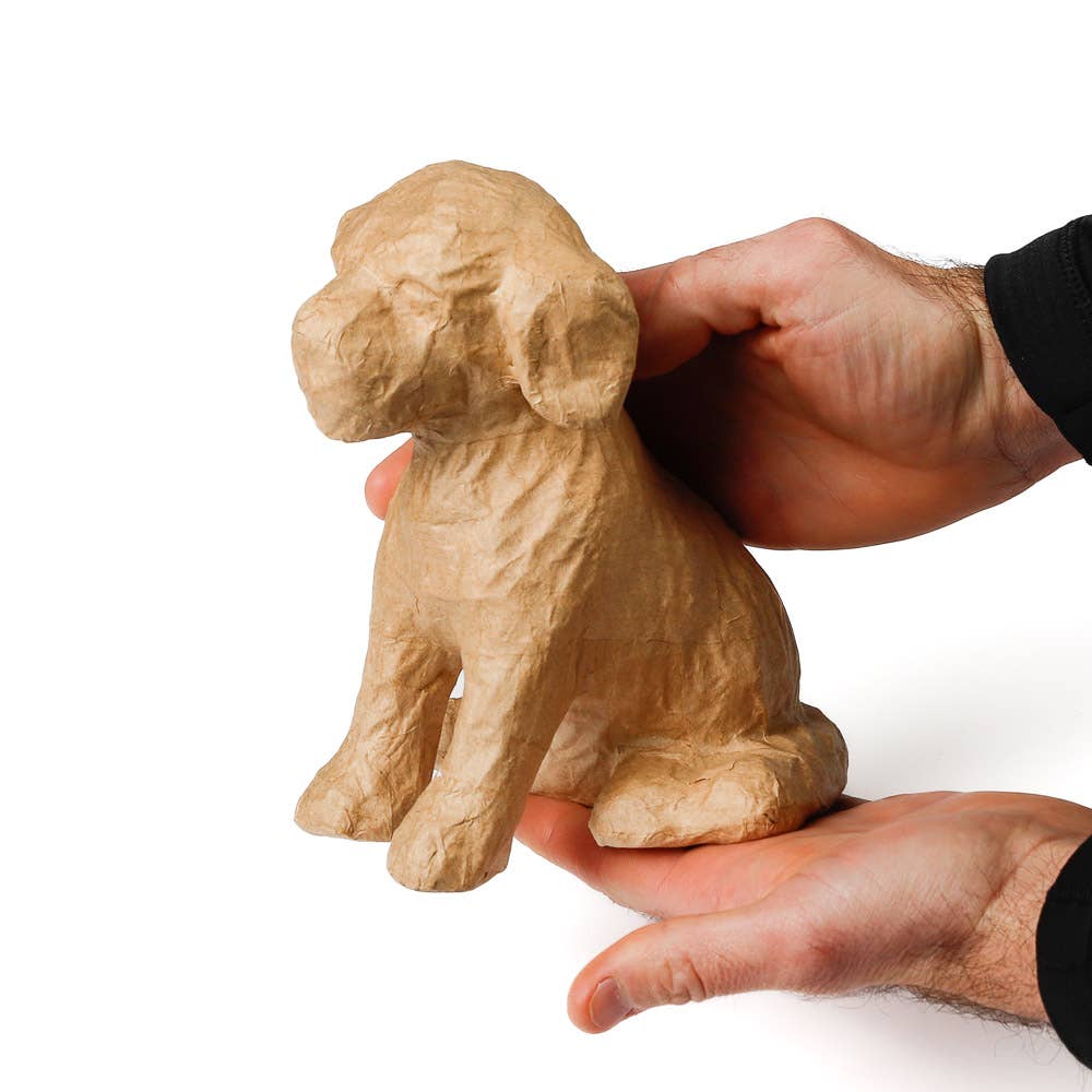 Premade Unfinished Paper Mache Puppy Dog Figurine