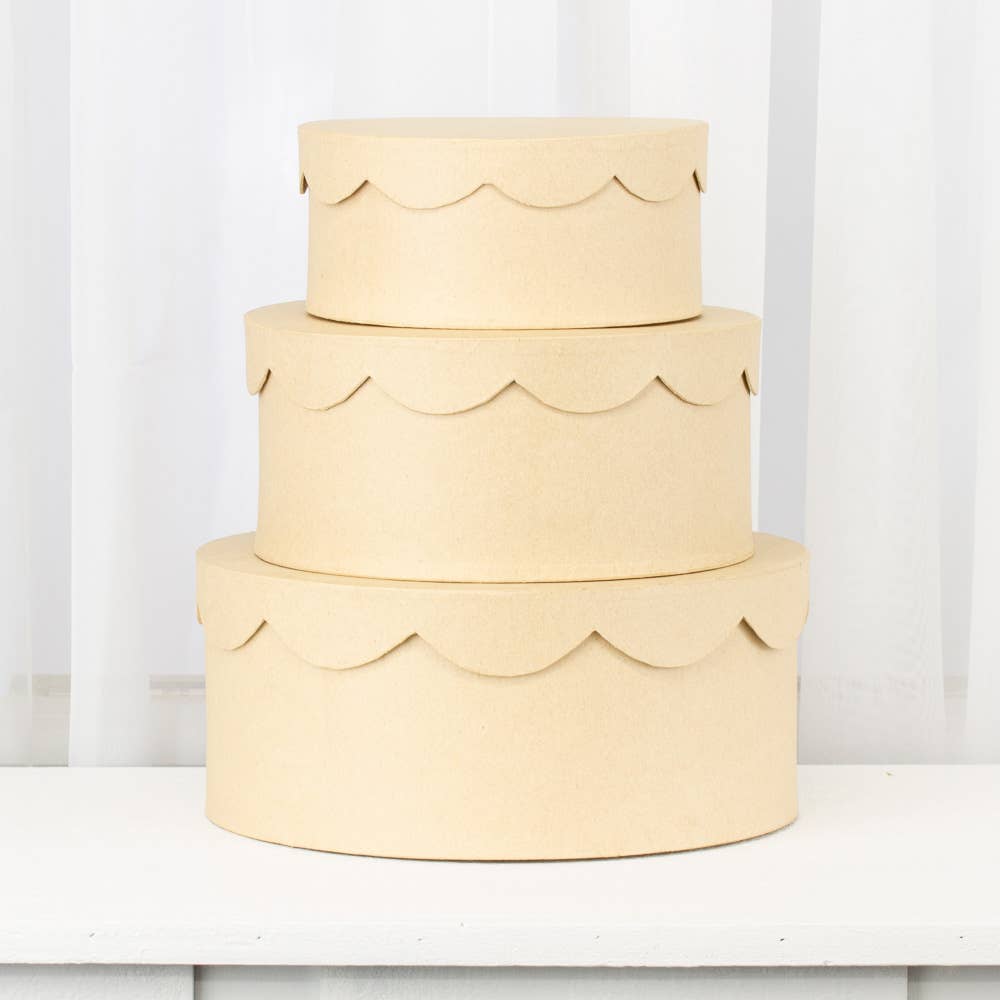 Premade Paper Mache Round Cake Box Large
