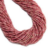 Natural Pink Petrified Rhodonite Faceted Cube Beads 2mm 15.5'' Strand