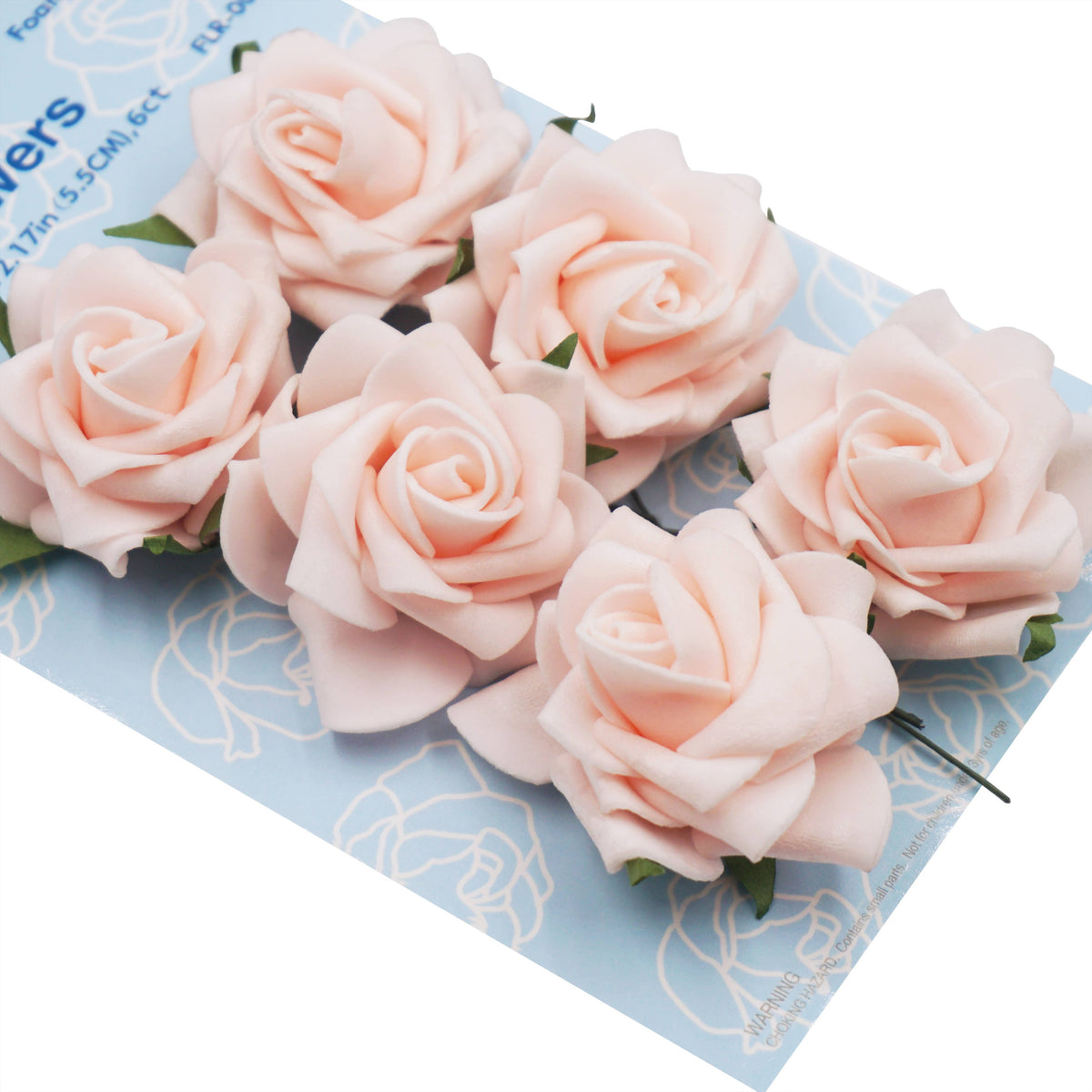 Foam Flowers (Roses) with wire, 2.17" 6-ct