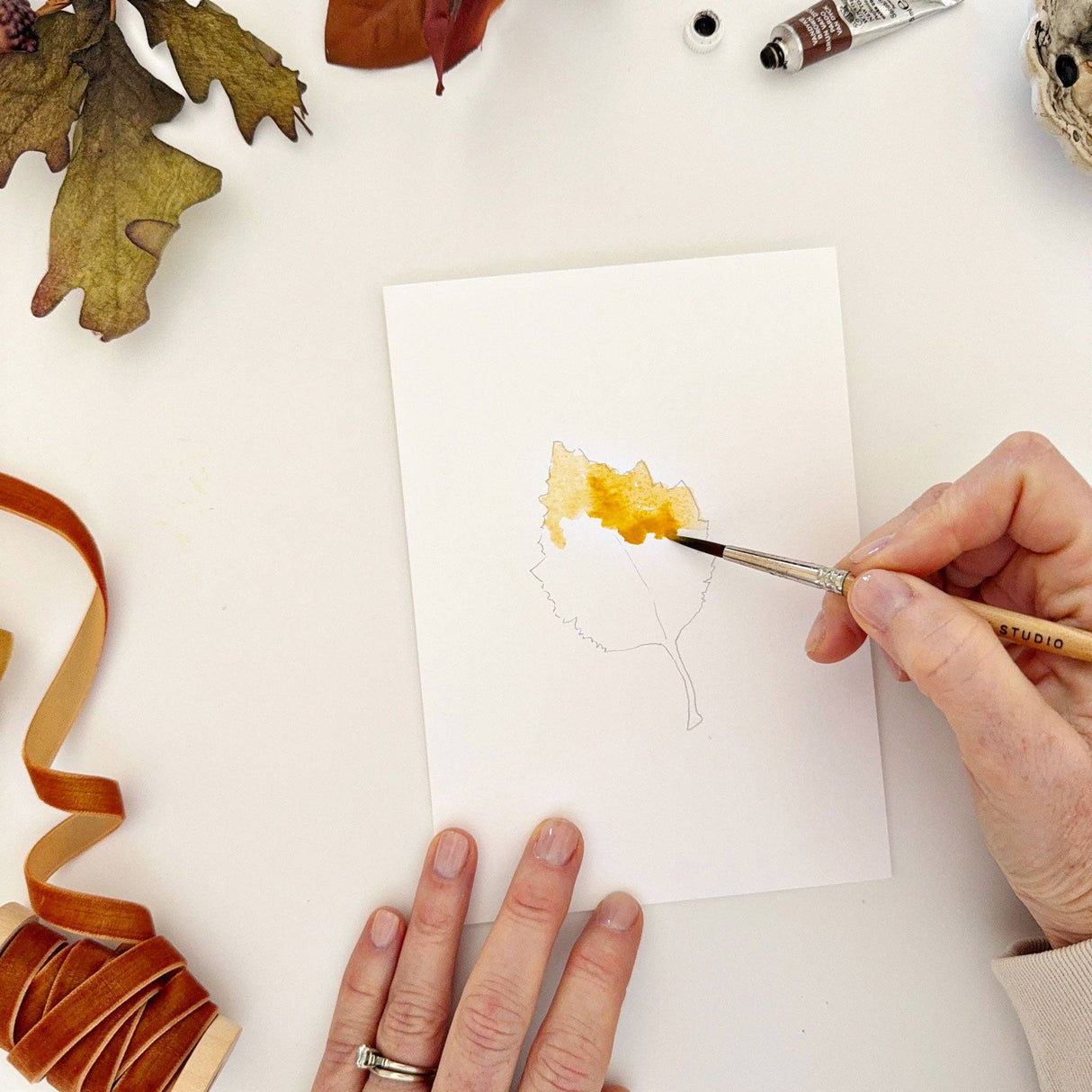 Fall leaves paintable notecards