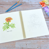 Watercolor workbook, Birth Month Flowers Watercoloring book