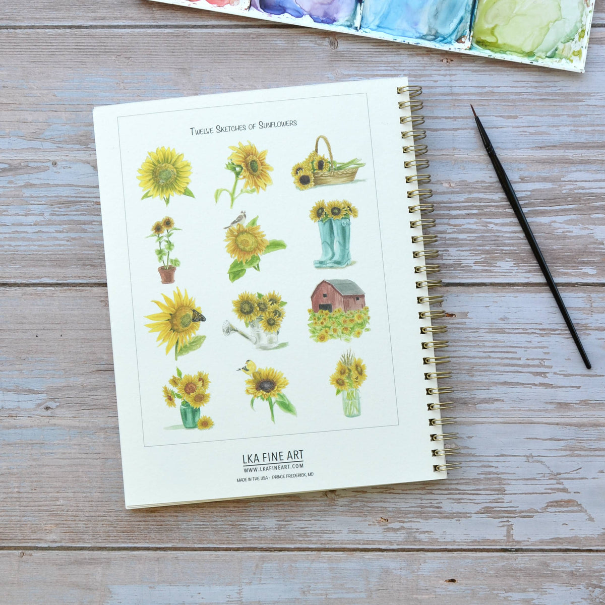Watercolor workbook, Sunflower Watercoloring book