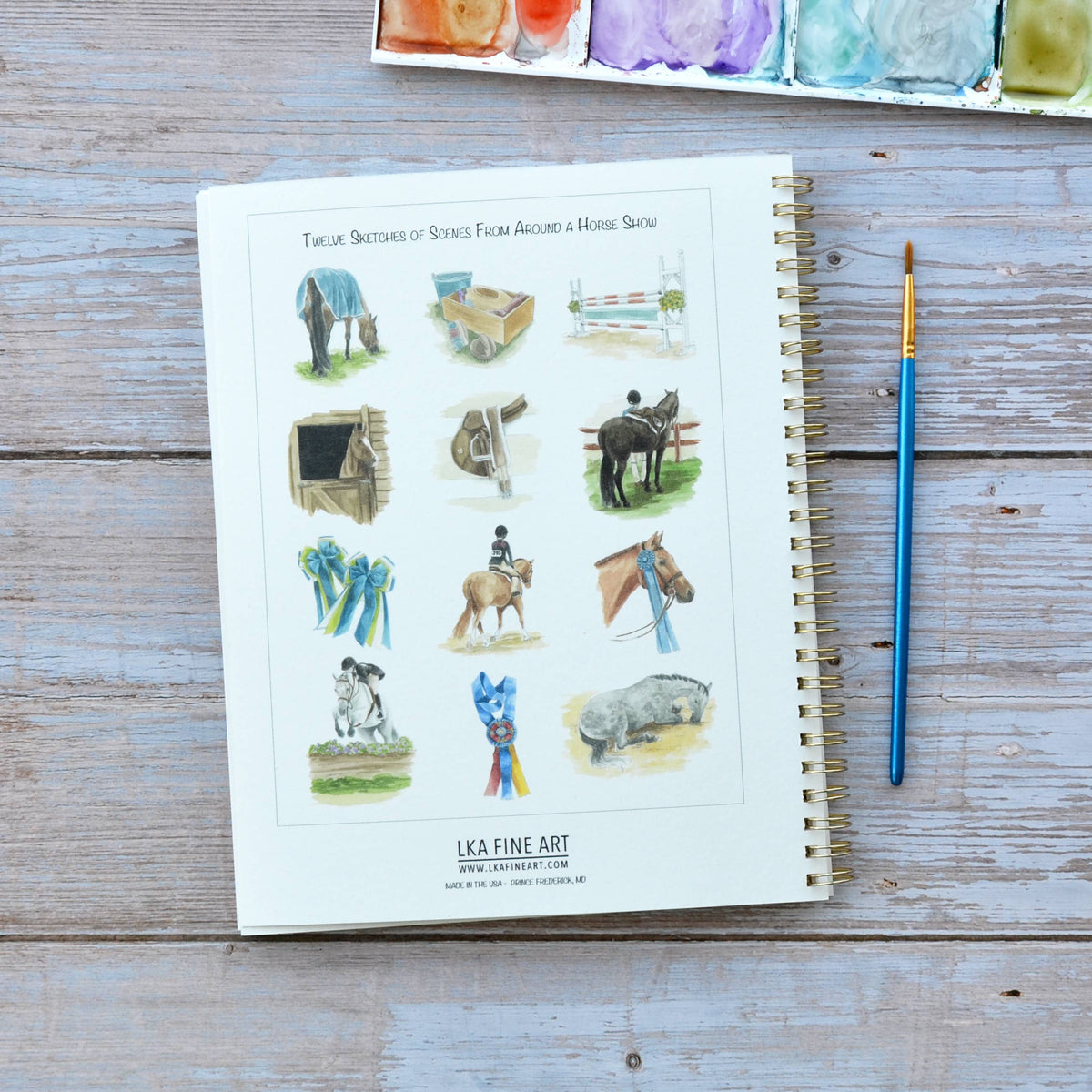 Watercolor workbook, Horse show Watercoloring book