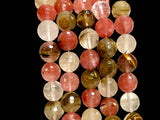 14mm Cherry Quartz Gemstone Faceted Round Beads Strand