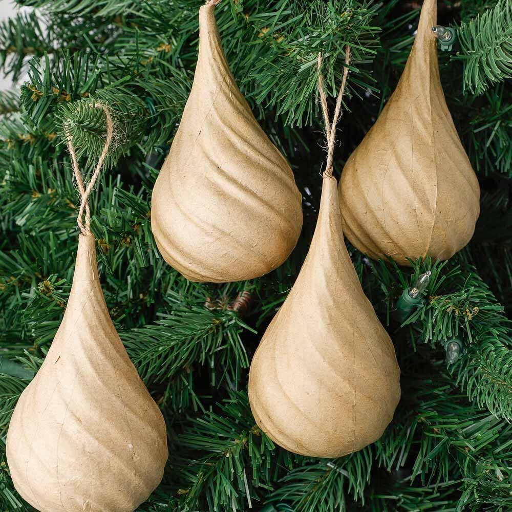5-1/4" Paper Mache Teardrop Swirl Ornament
