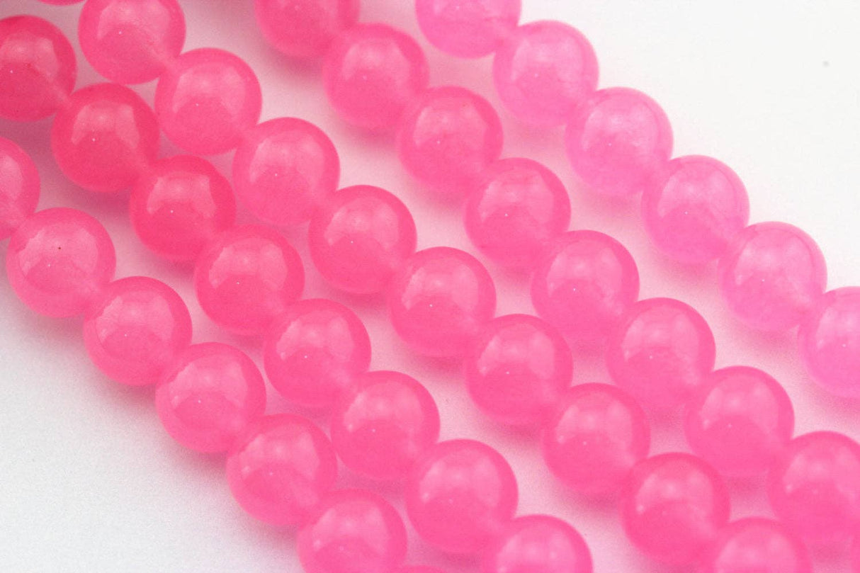 Dark Pink Dyed Jade Smooth Round Beads 6mm 15.5" Strand
