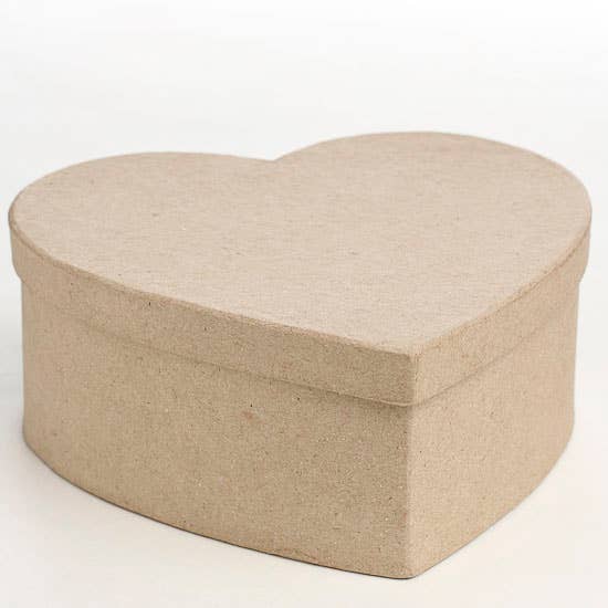 Premade Heart Paper Mache Box - 7-1/2" x 7-1/2" x 3"