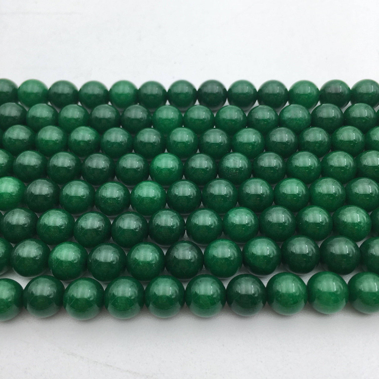 Solid Green Dyed Jade Smooth Round Beads 8mm  15.5" Strand