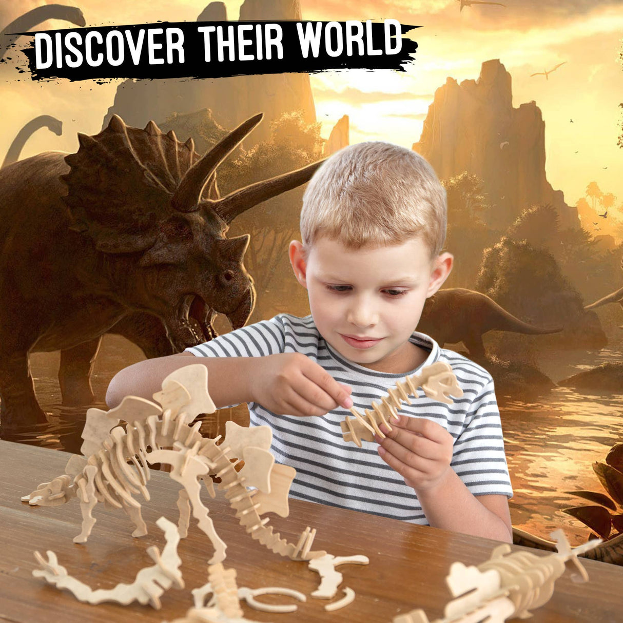3D Wooden Puzzle Bundle Pack: Dinosaur