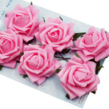 Foam Flowers (Roses) with wire, 2.17" 6-ct