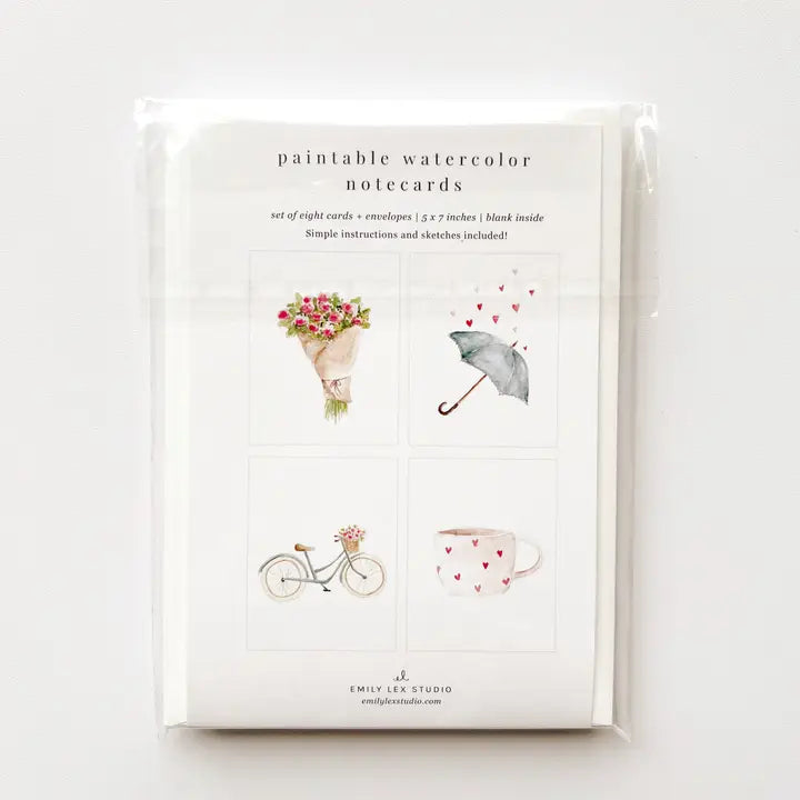 Love Sweet Love Emily Lex Paintable Watercolor Notecards