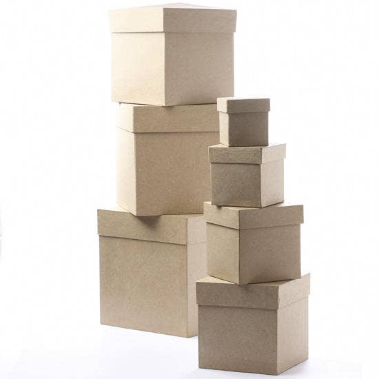 Square Cube Paper Mache Box Size 1