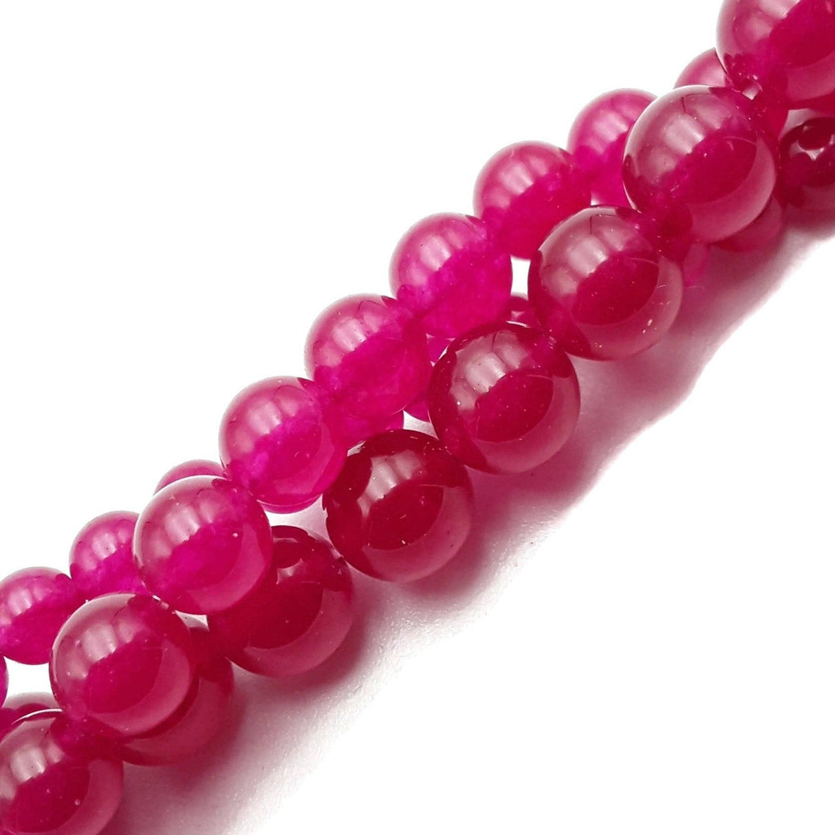 Fuchsia Pink Dyed Jade Smooth Round Beads 8mm 15.5" Strand