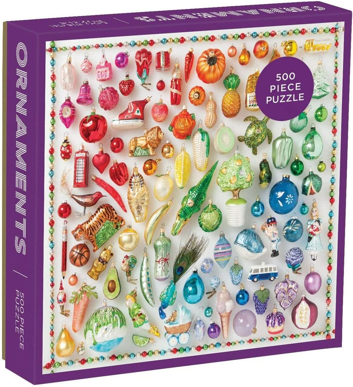 Galison 500 Piece Rainbow Ornaments Christmas Jigsaw Puzzle