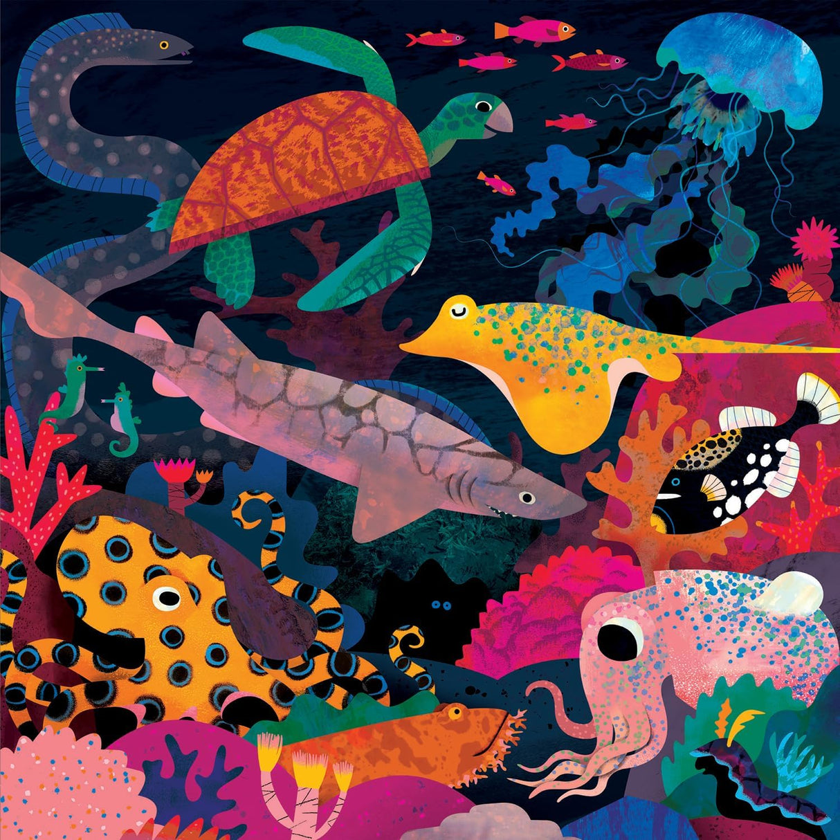 Mudpuppy Ocean Illuminated 500 Piece Glow in the Dark Jigsaw Puzzle for Kids and Families