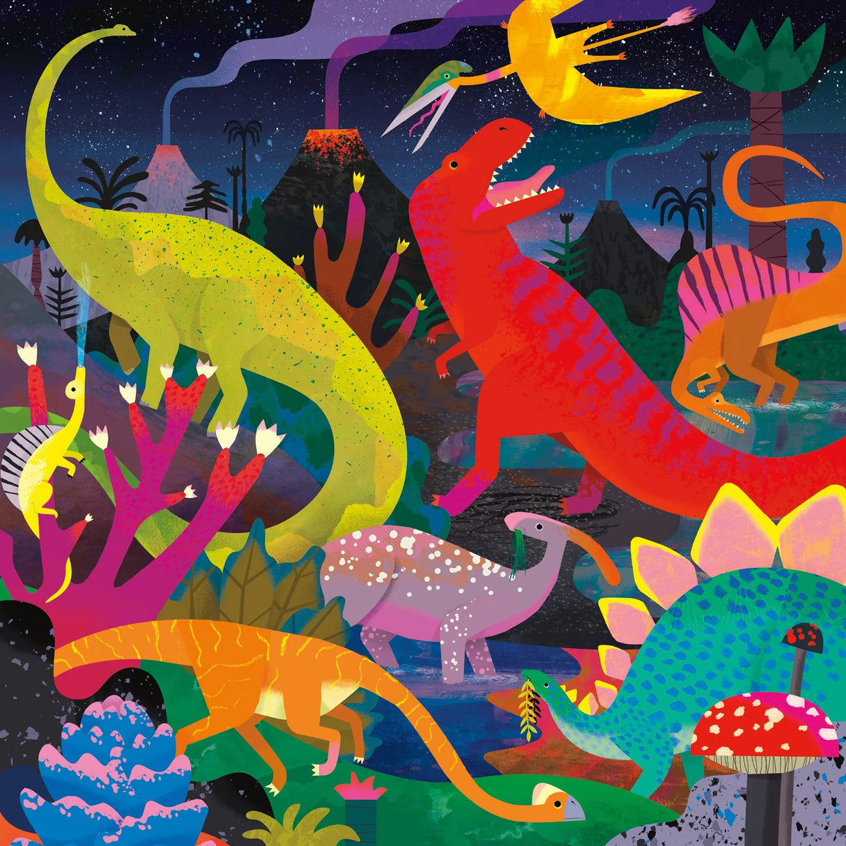 ***500 Piece Glow in the Dark Family Puzzles Dinosaurs Illuminated Puzzle