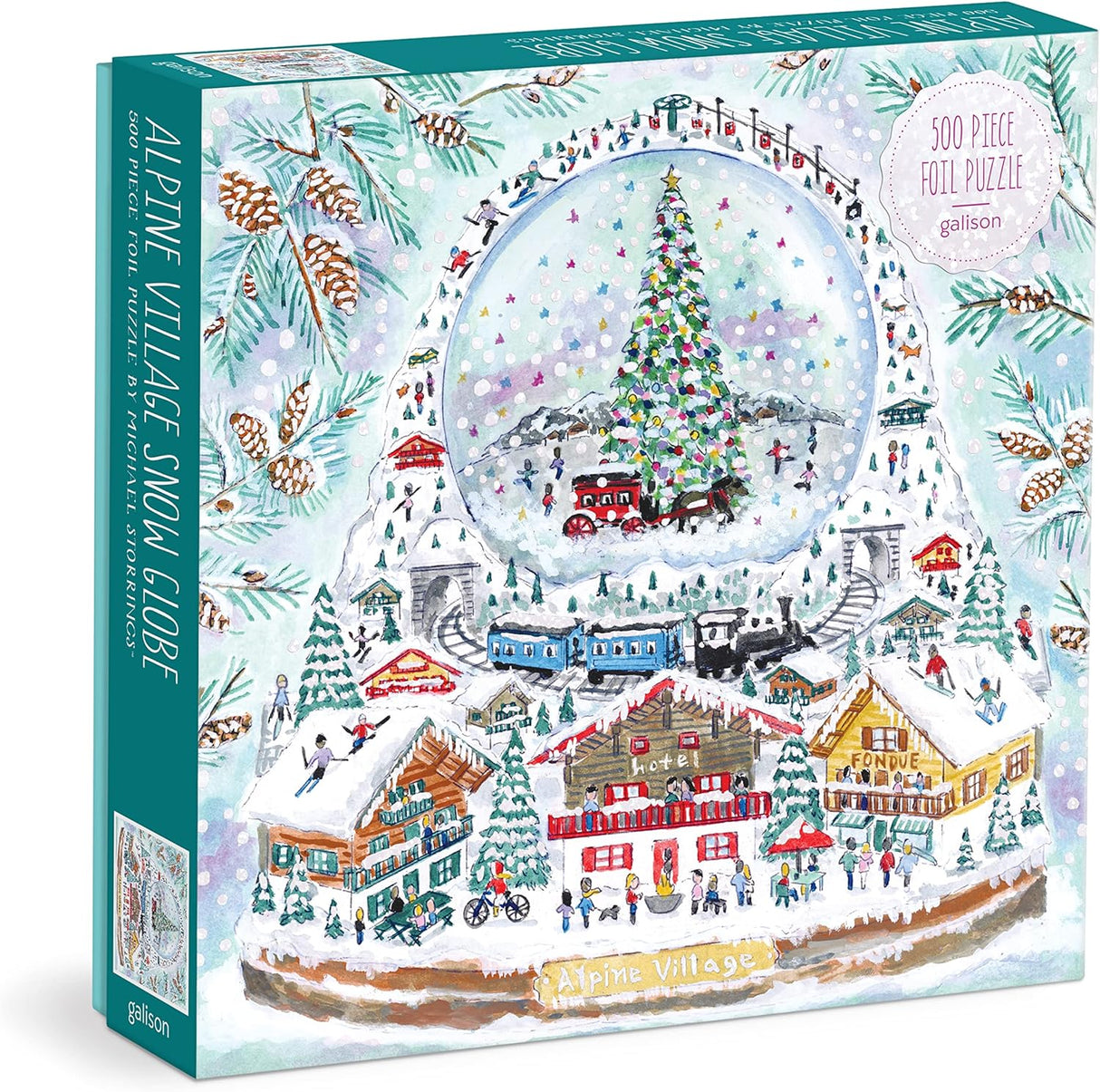 Galison Michael Storrings Alpine Village Snow Globe 500 Piece Foil Puzzle