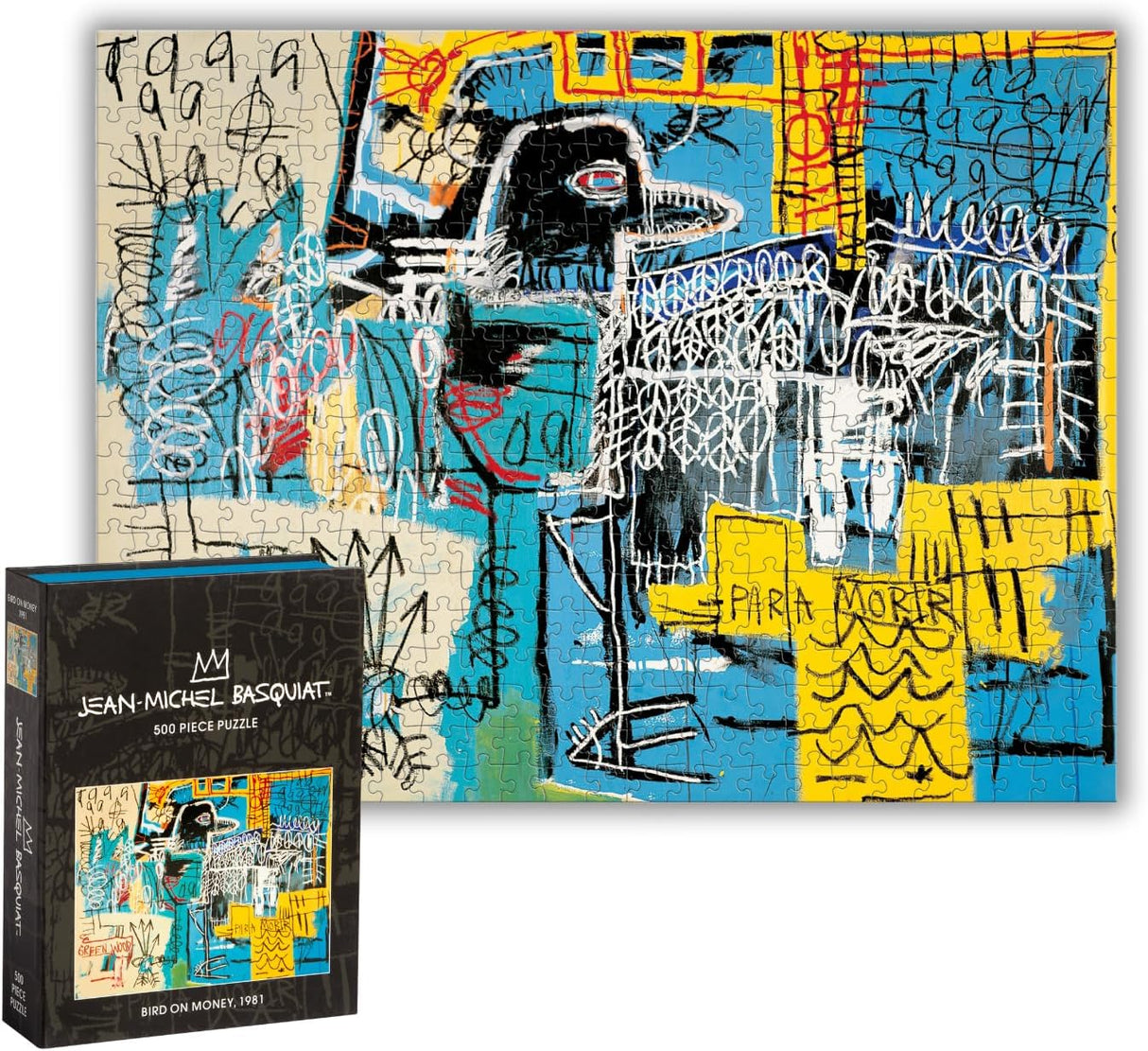 Galison Basquiat Bird On Money 500 Piece Book Puzzle with Iconic Bird On Money