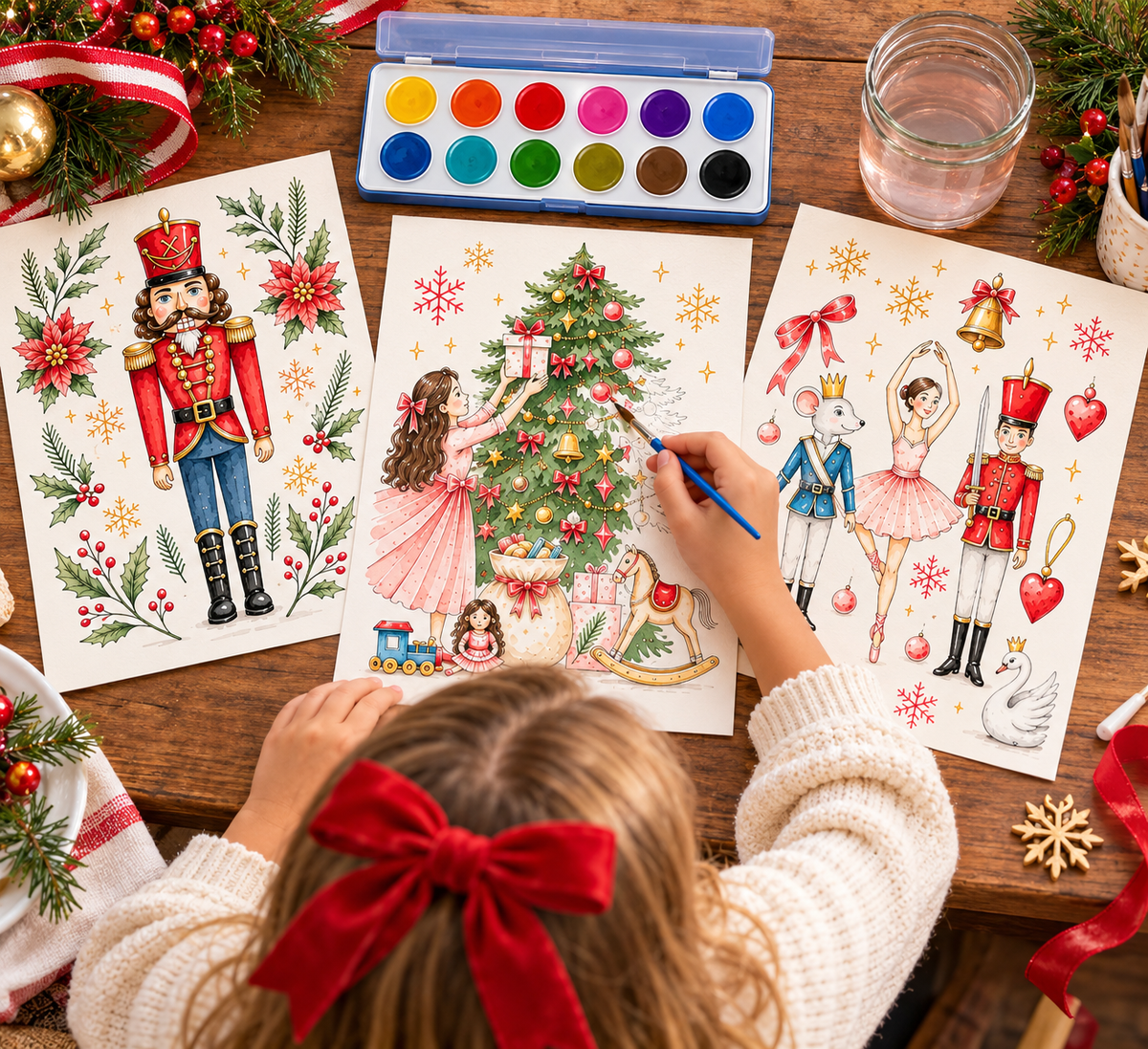 Watercolor Art Kit: Nutcracker Theme Designs