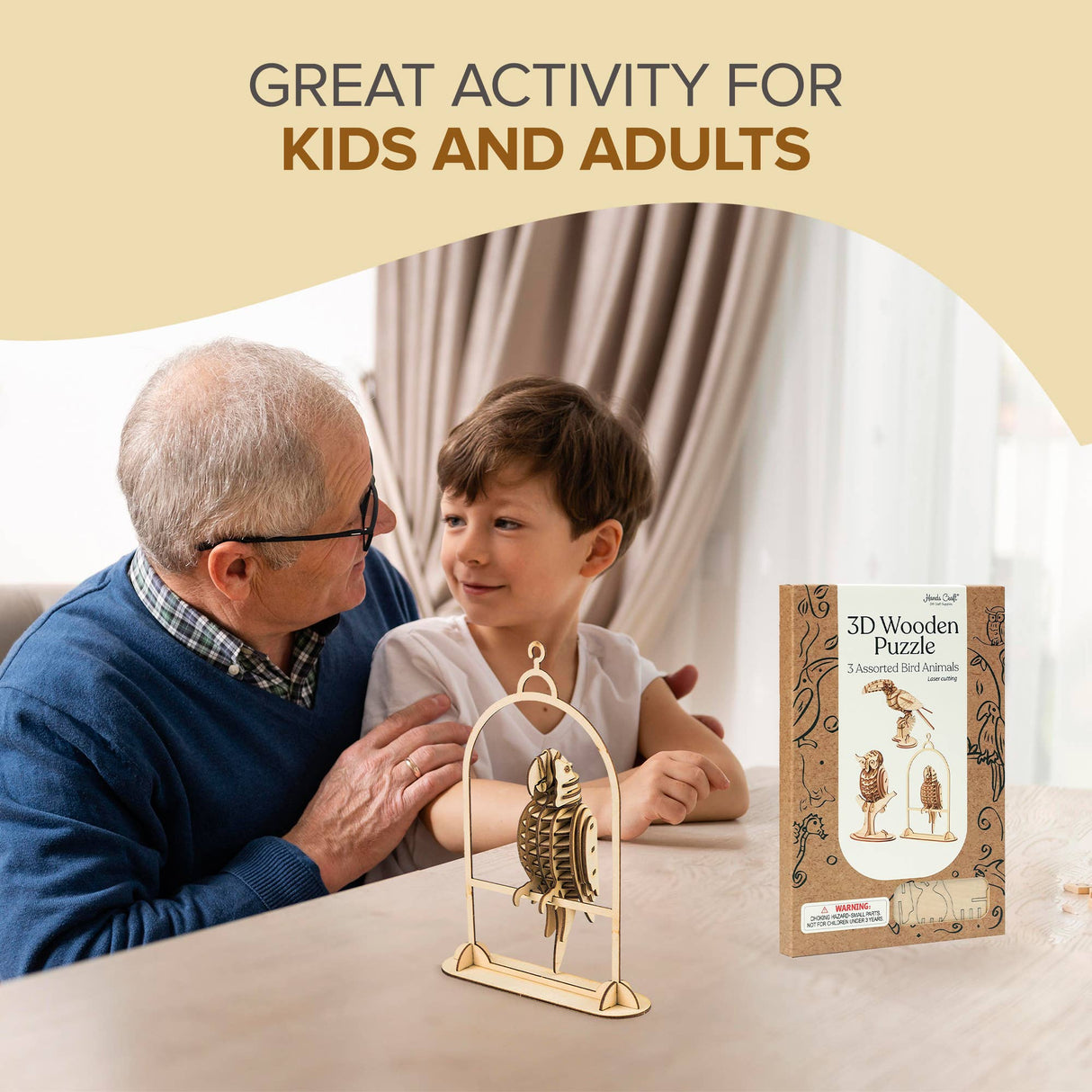 3D Laser Cut Wooden Puzzle Bundle Pack: Bird Animals