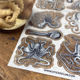 B&W Octopuses Sticker Sheet