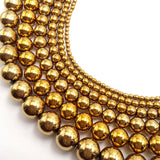 Gold Hematite Smooth Round Beads  15.5" Strand