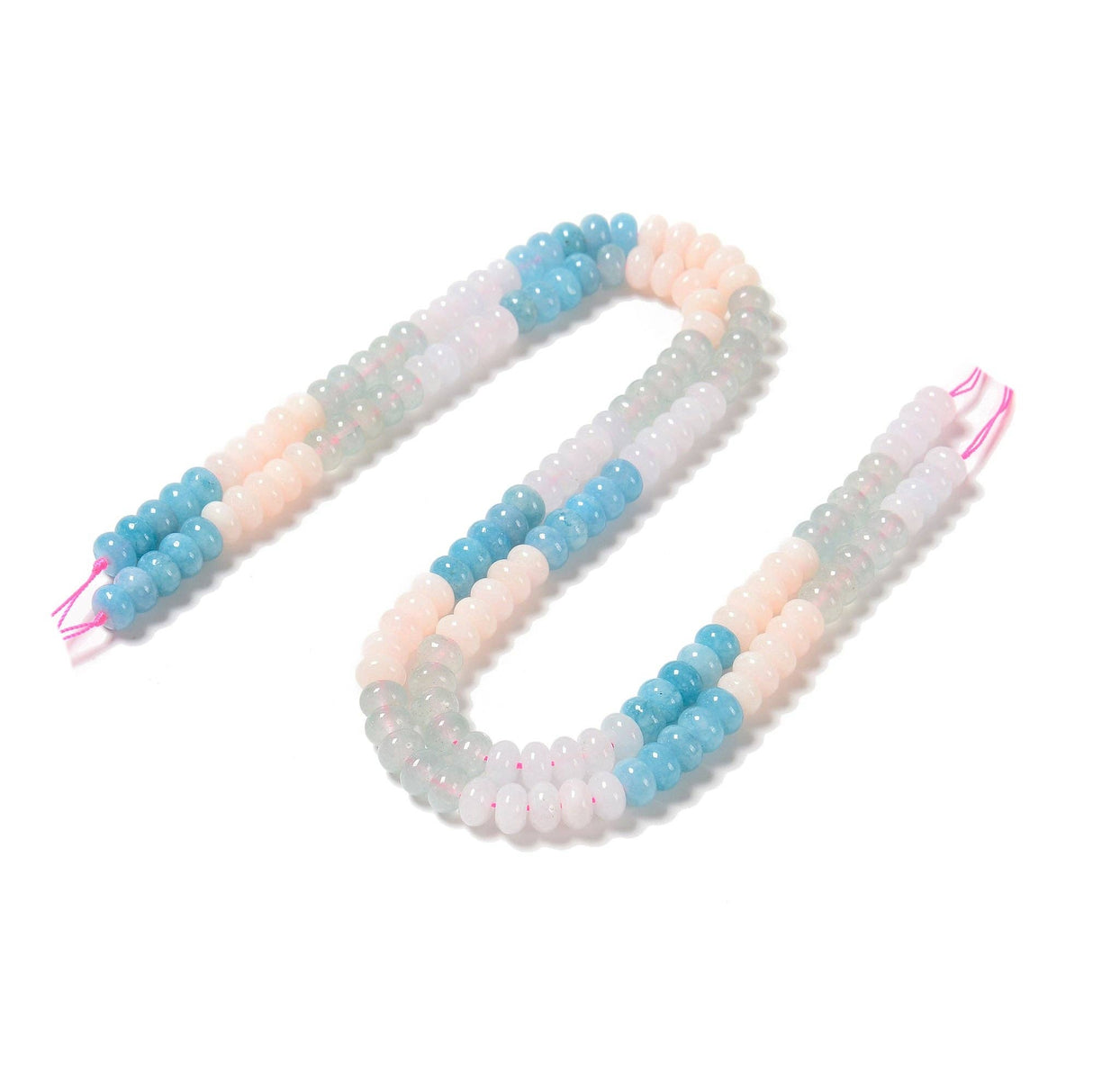 01-Multi-color Dyed Jade Smooth Rondelle Beads Size 5x8mm 15.3'' Strand