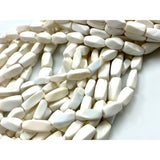 White Opal Gemstone Twisted Shape Beads Strand 10x6mm