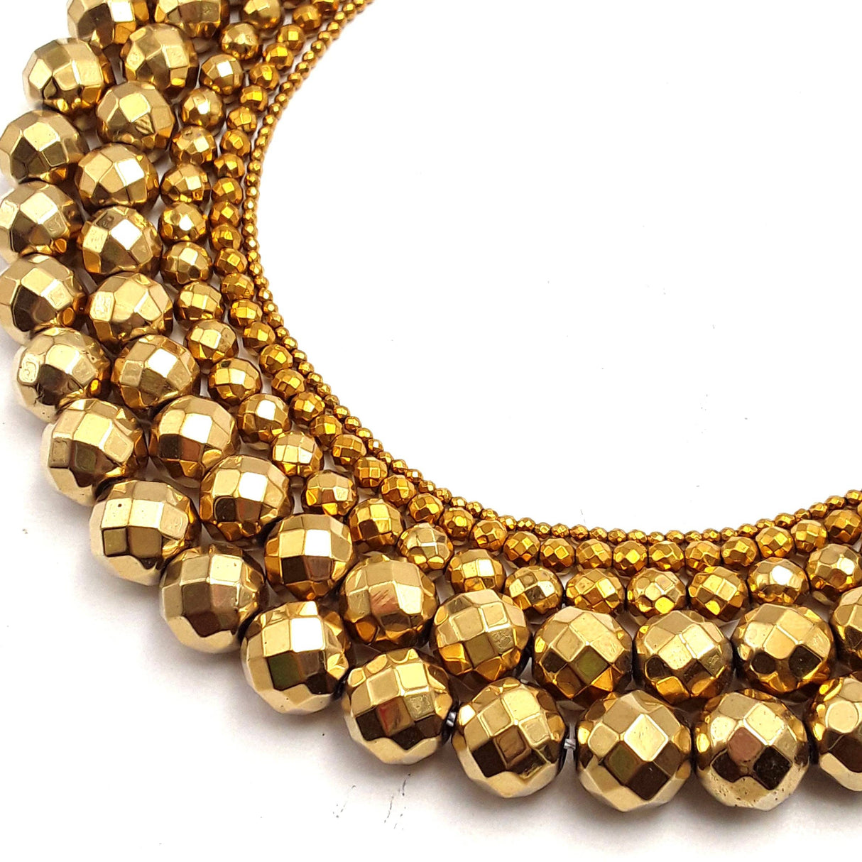 Gold Hematite Faceted Round Beads 4mm  15.5" Strand