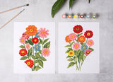 Zinnia Blooms Paint-By-Numbers kit